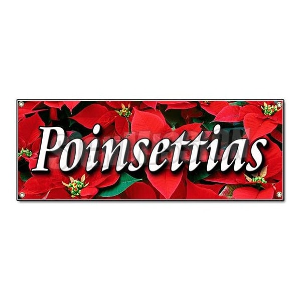 POINSETTIAS BANNER SIGN christmas xmas x-mas plants flowers holiday landscape